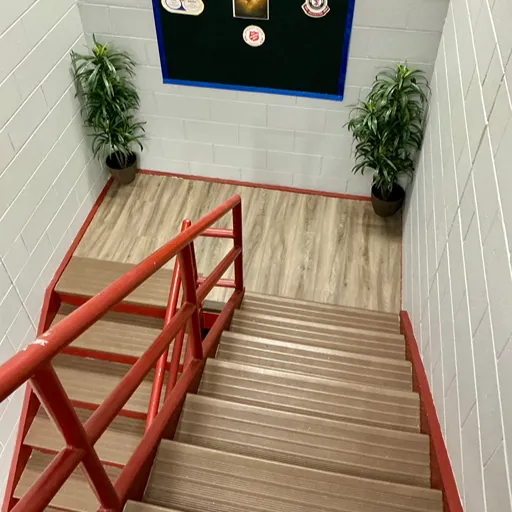 Salvation Army stairway flooring