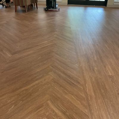 wood look flooring in a commercial flooring space